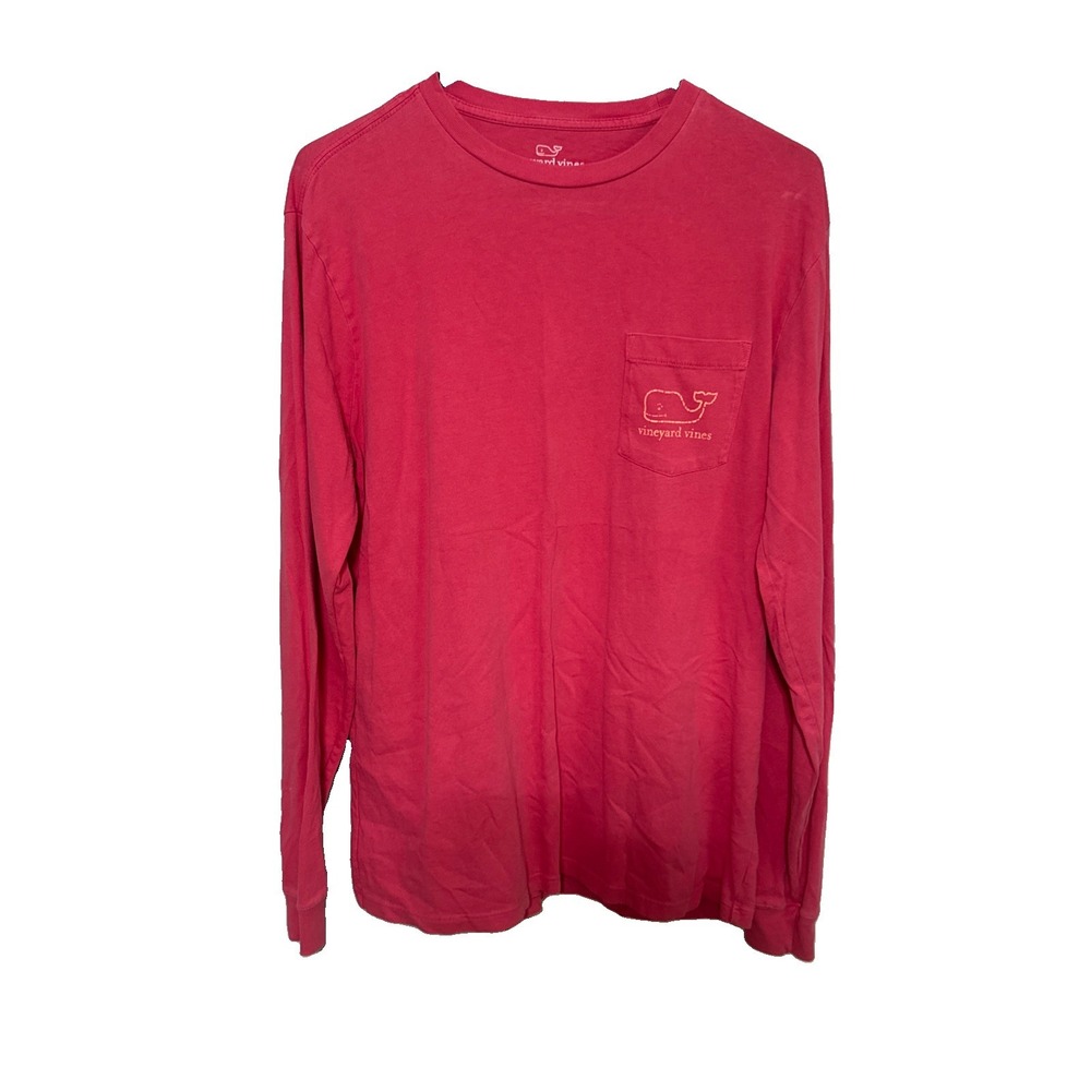 Vineyard Vines T Shirt Small Mens Salmon Long Sleeve Whale Casual Pocket Tee